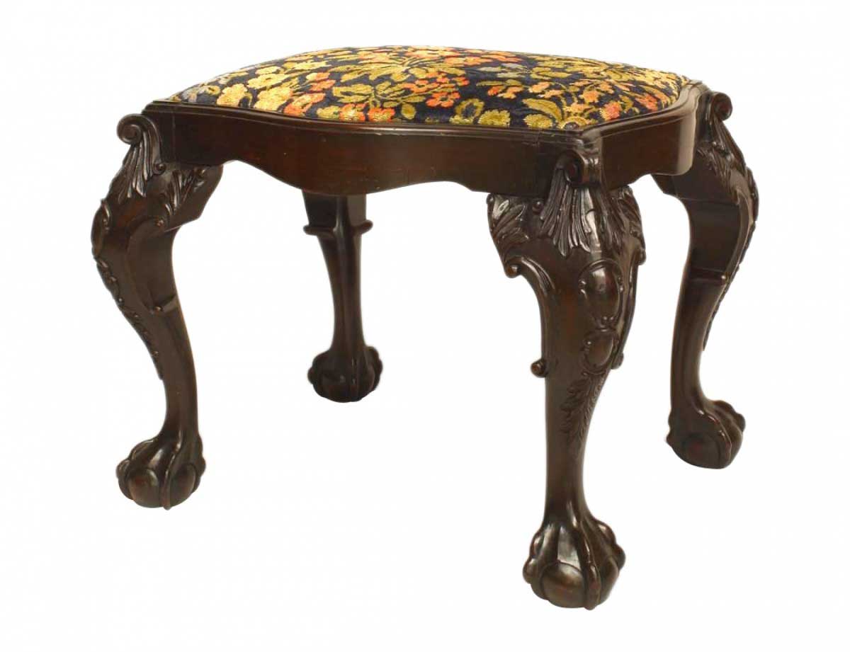 English chippendale cut velvet bench