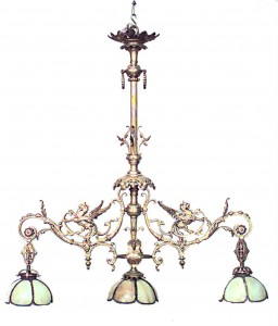 French victorian bronze dore billiard fixture