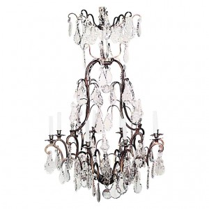 French louis xv style bronze dore and crystal chandelier