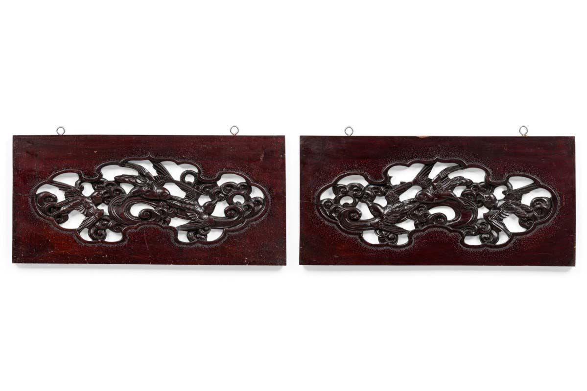 Chinese mahogany wall plaques