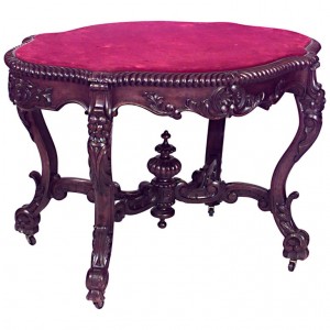 American victorian red velvet end table
