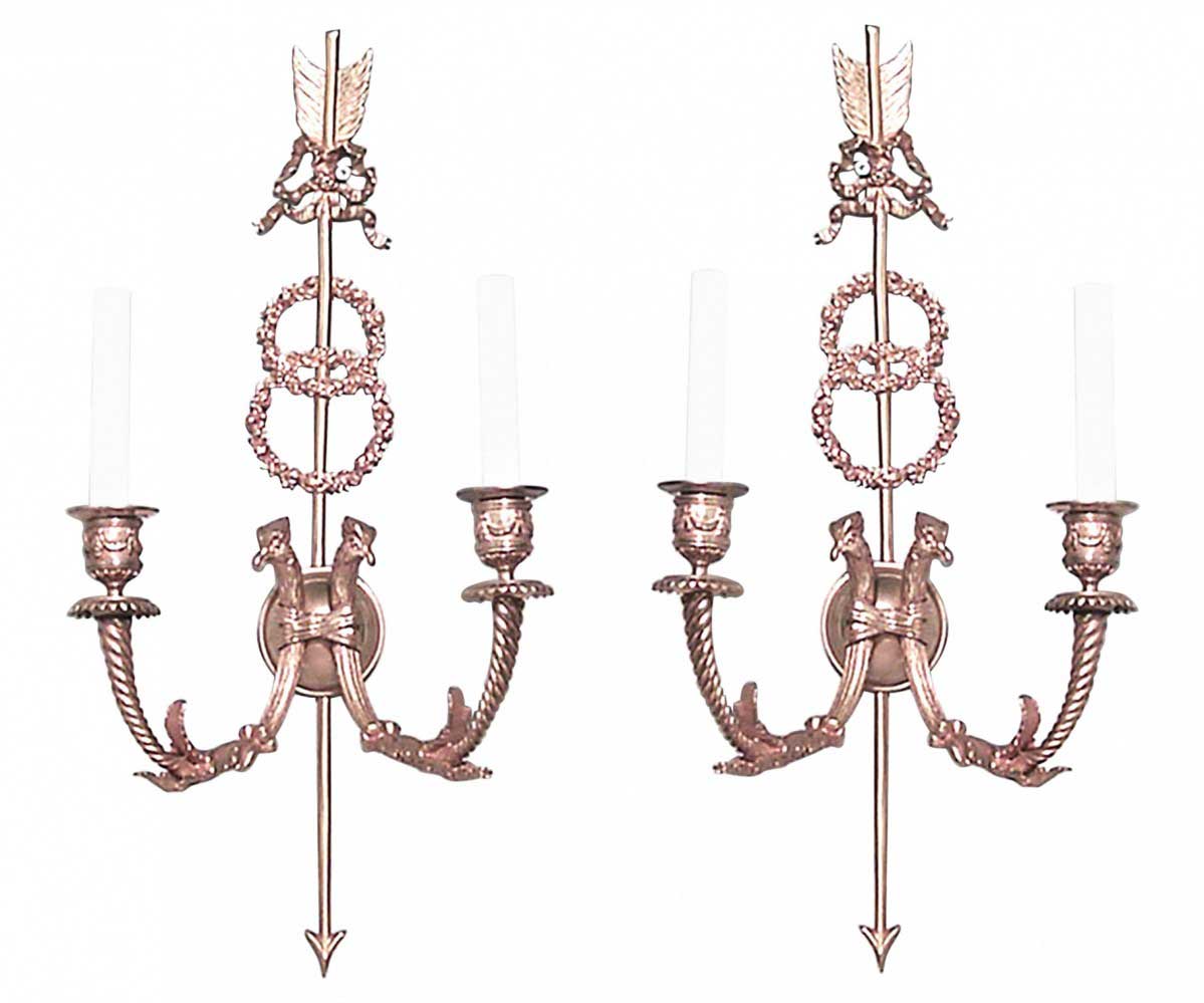 French directoire bronze dore wall sconces