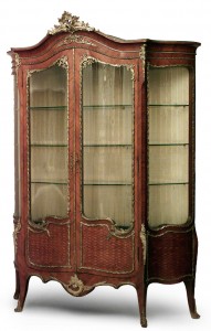 French louis xv style kingwood vitrine cabinet 1