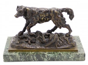 French victorian bronze dog figure