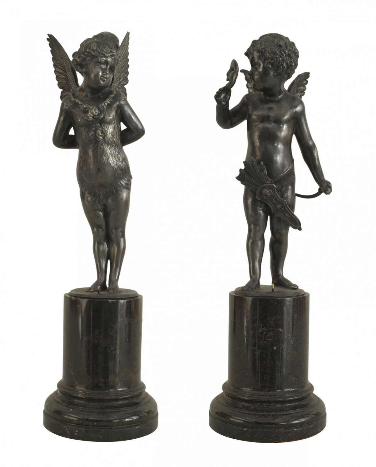 French victorian silver cupid figures
