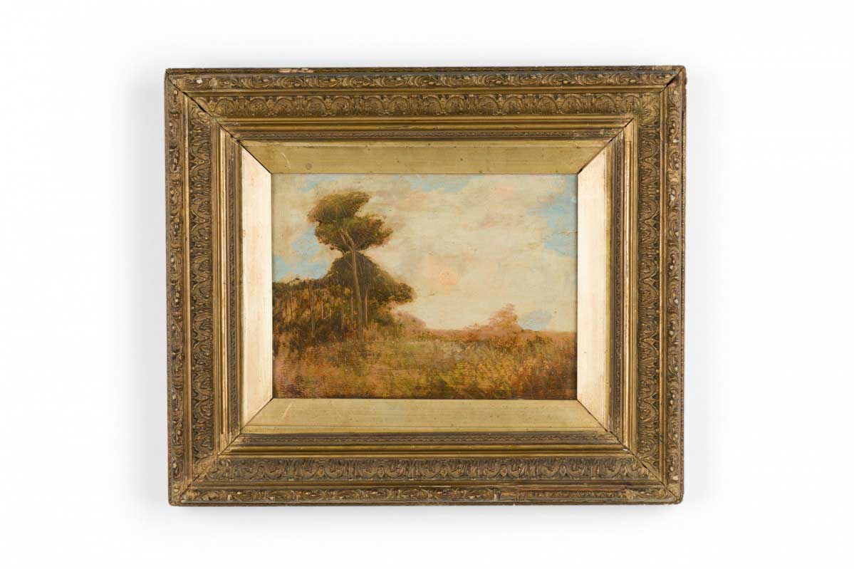 English victorian landscape of field and trees