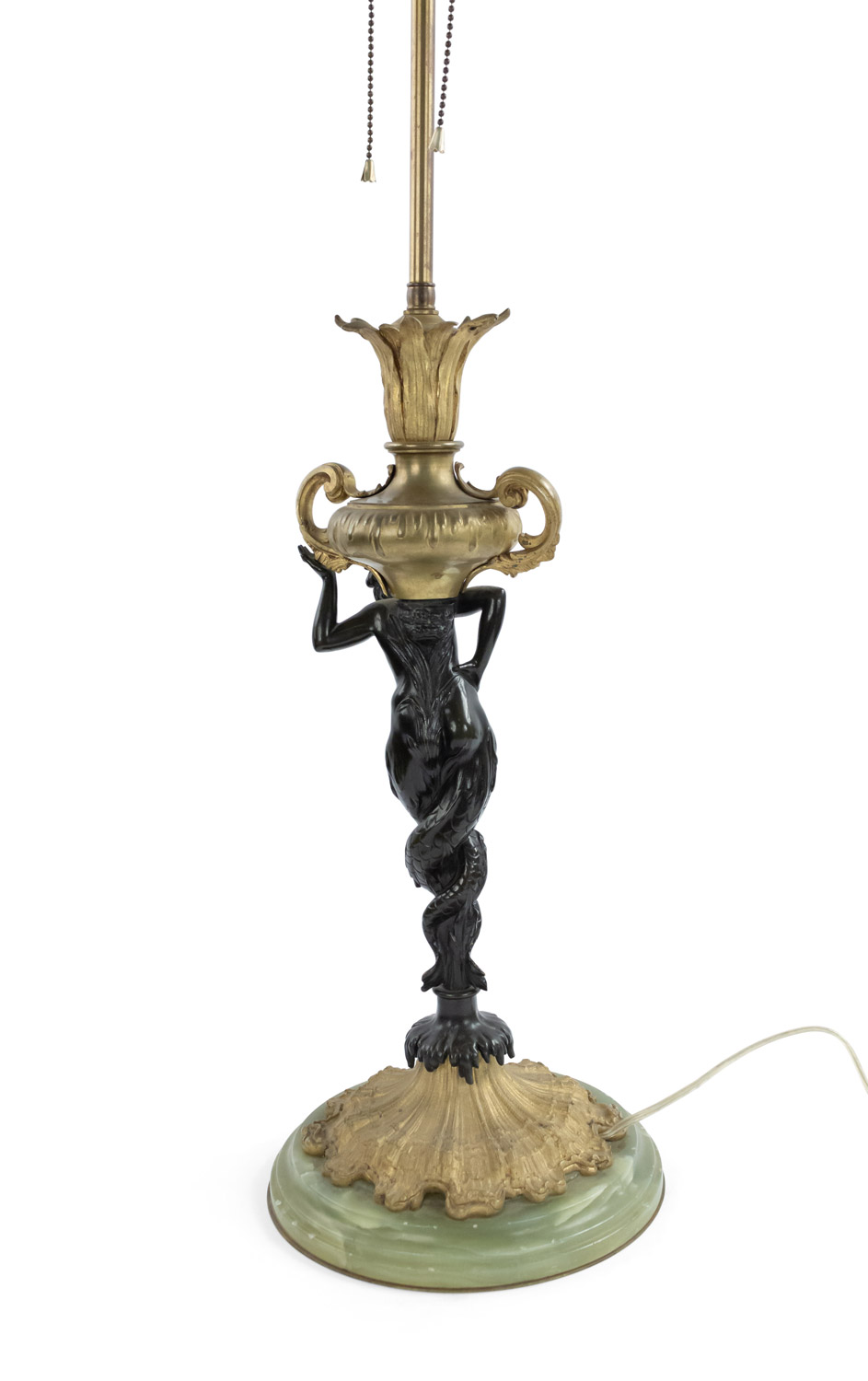 French Victorian Bronze And Onxy Table Lamps