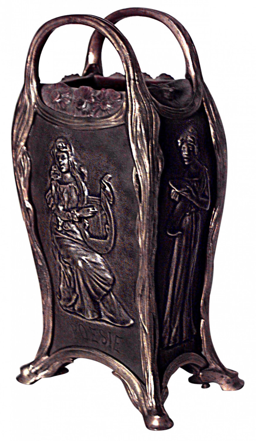 French art nouveau bronze and gilt le normand vase