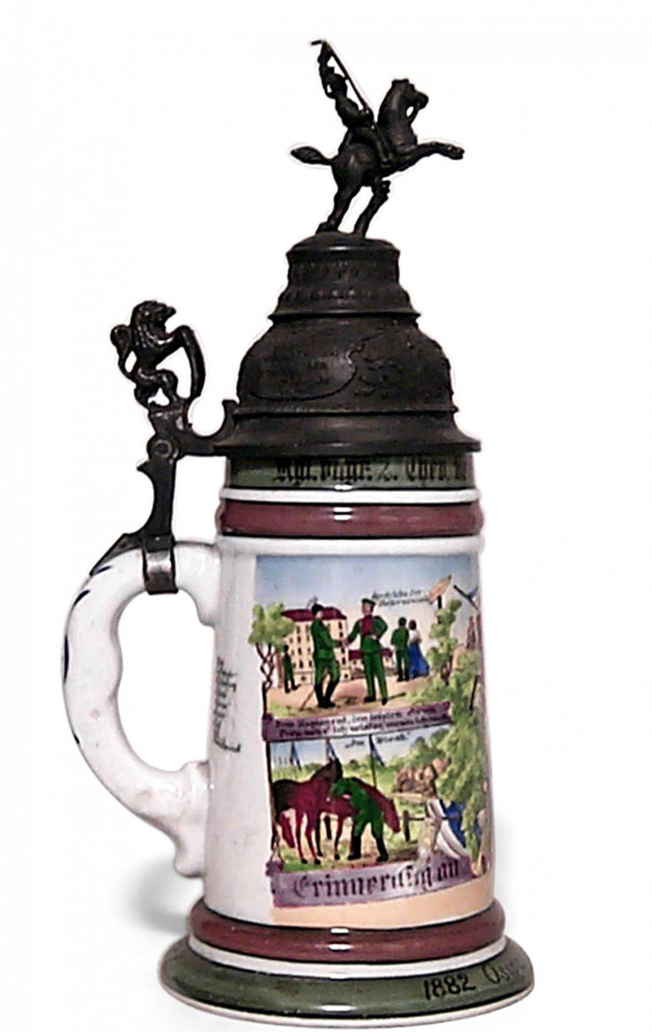 German porcelain and pewter beer stein 1
