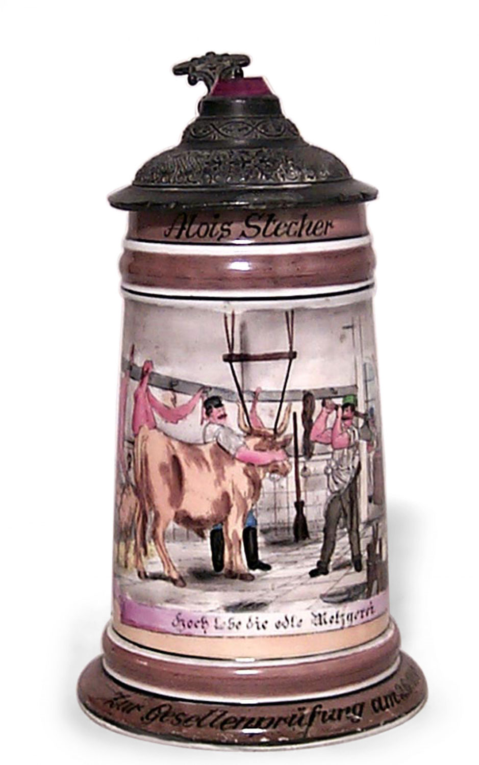 German porcelain and pewter beer stein 4