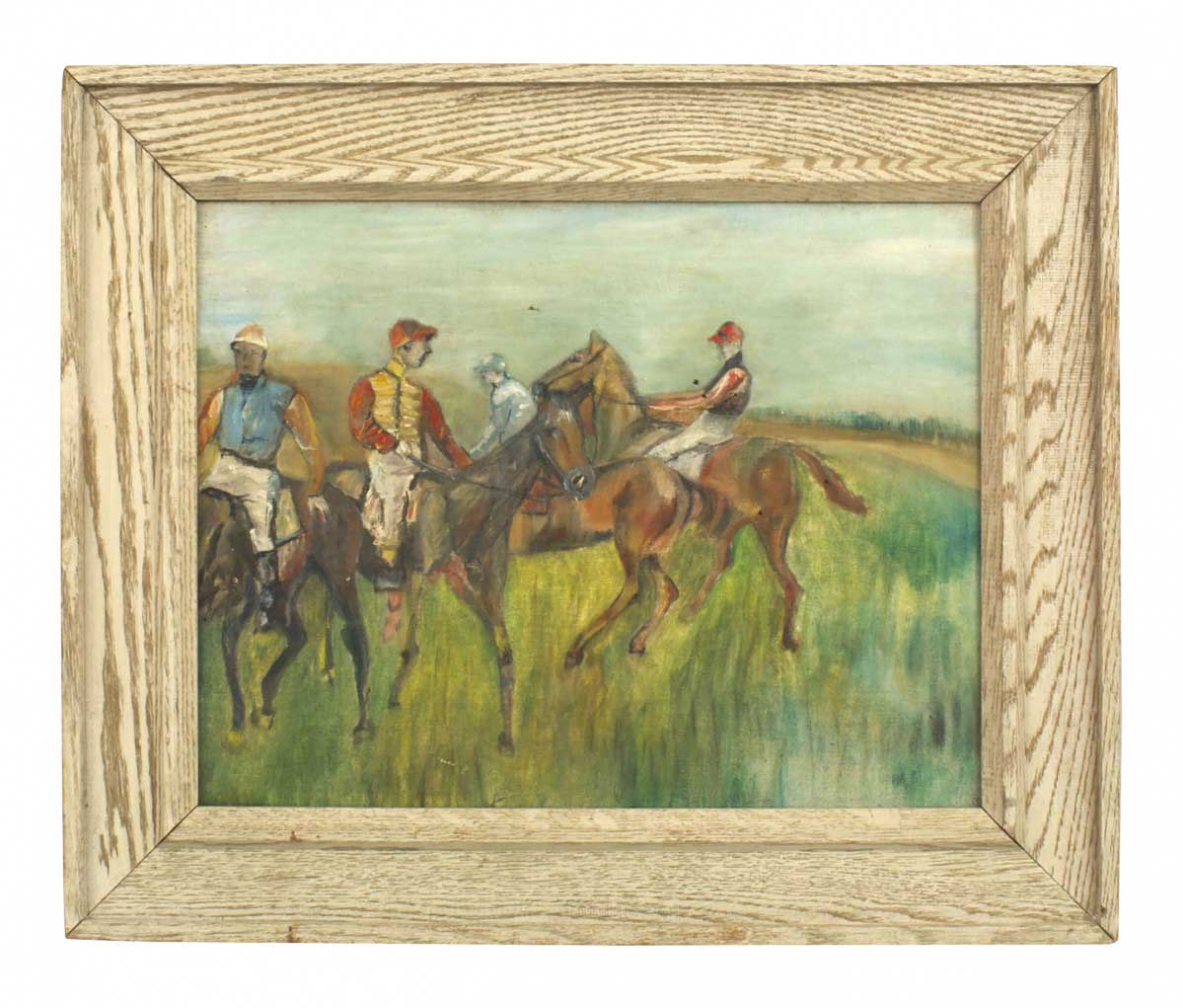 American mid century horse jockey painting