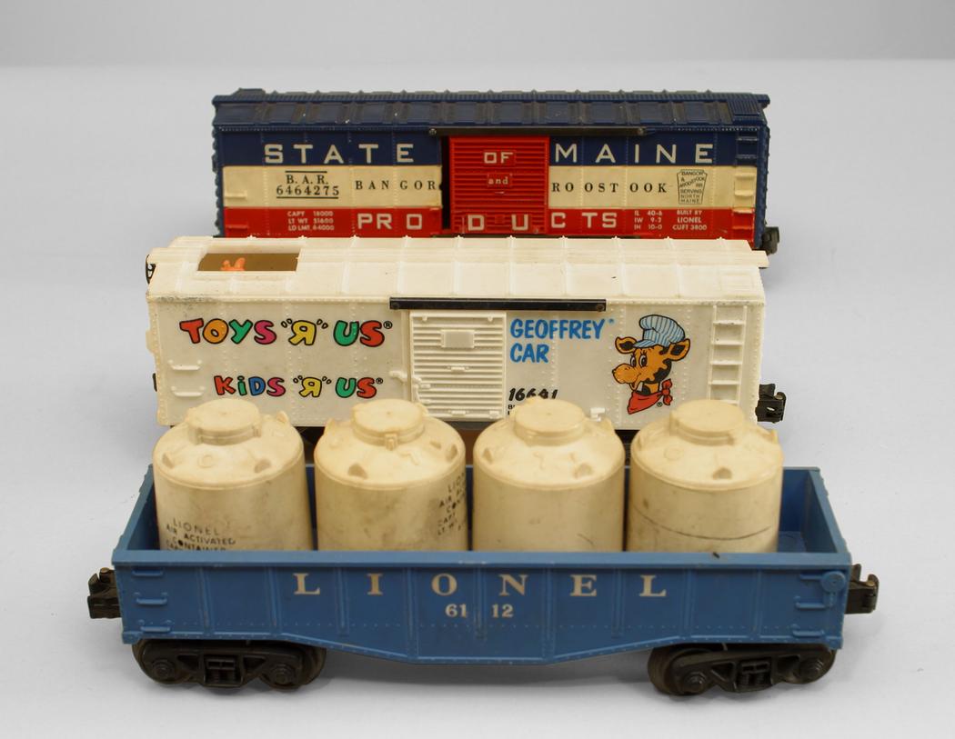 Mid century box of lionel model train parts