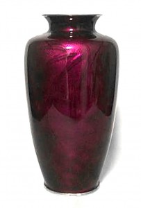 Japanese style red enameled glass vase
