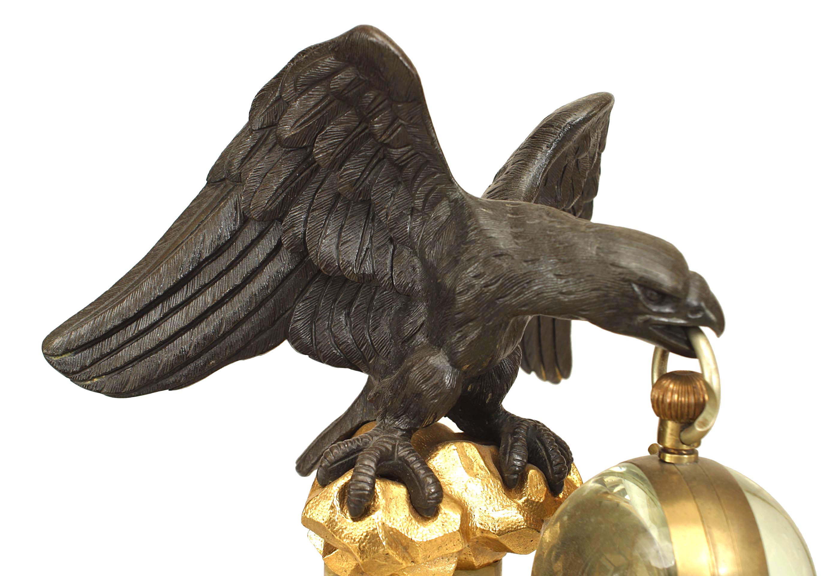 English victorian bronze eagle desk clock