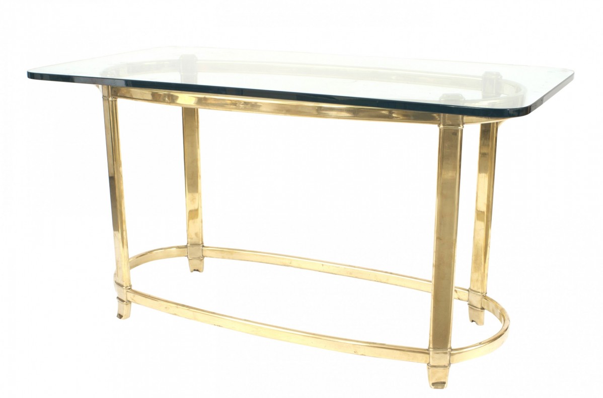 American brass and glass center table