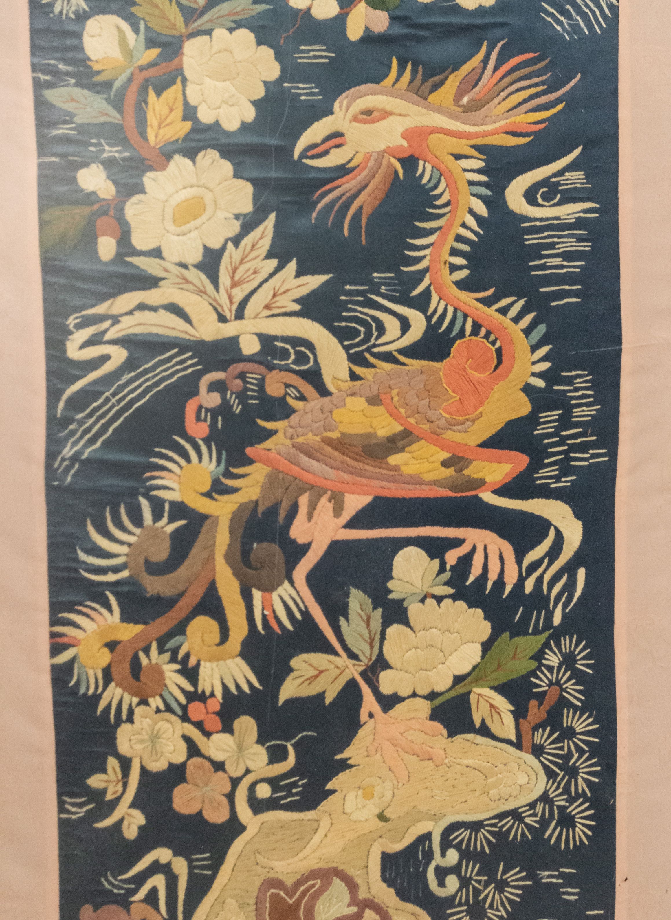 Chinese embroidered floral wall hangings