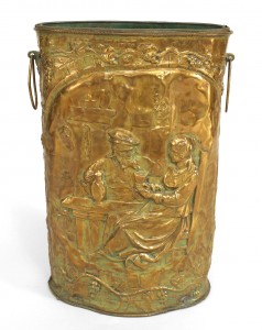 English brass hammered umbrella stand