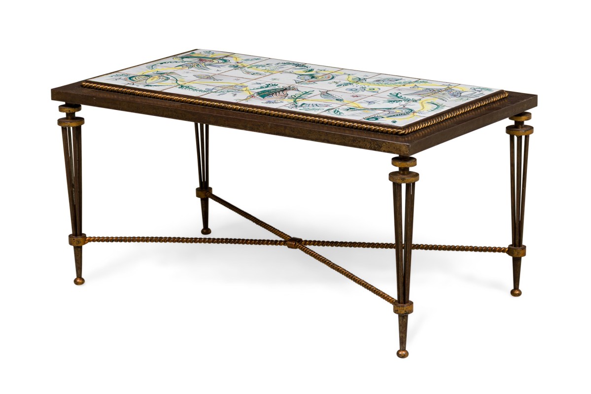 Table coffee table mid century french wrought iron 051820