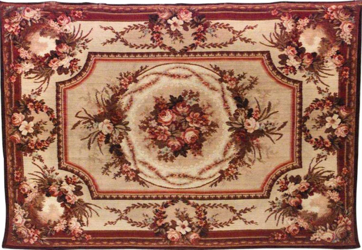 American victorian beige and maroon velvet table cover