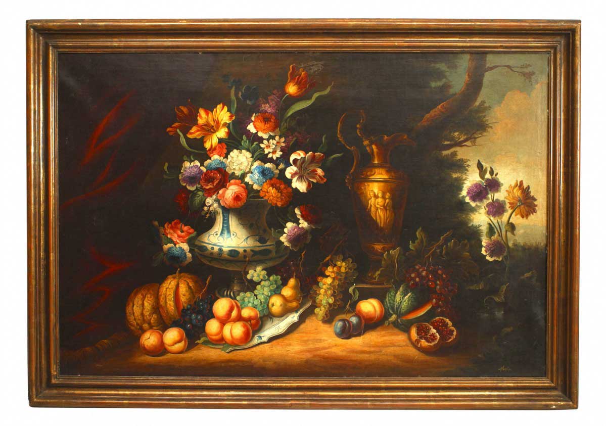 Vase and fruit still life