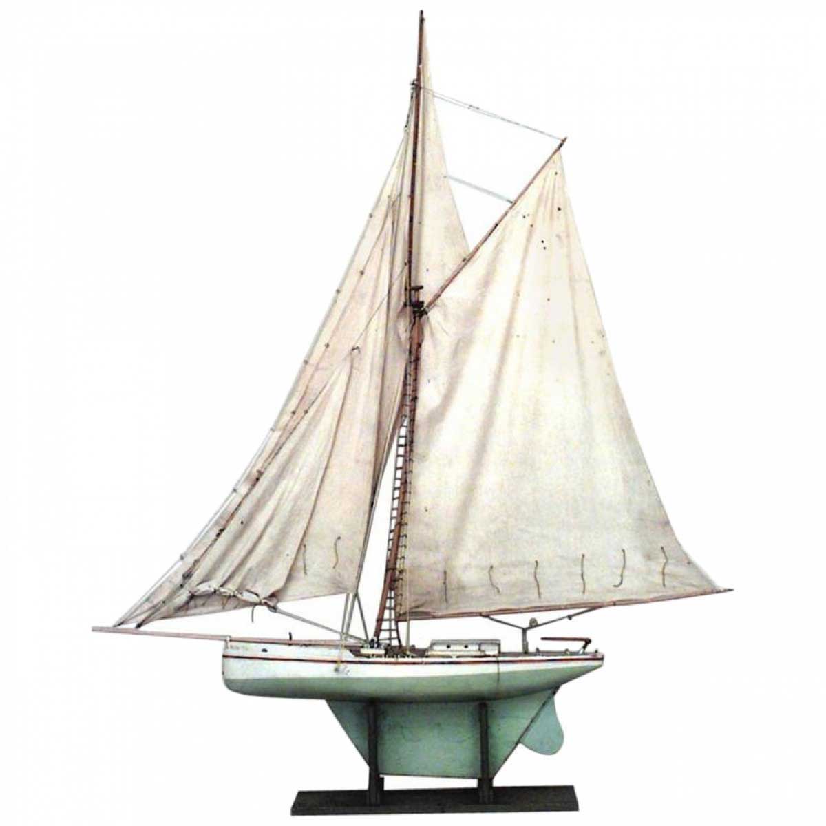 American painted wooden sailboat model
