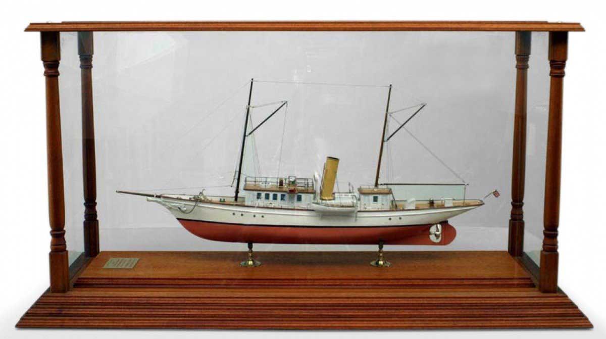 Victorian schooner ship model in glass case