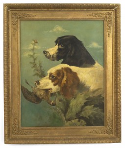 English victorian hunting dog painting