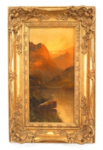 English victorian landscape of mountains and lake