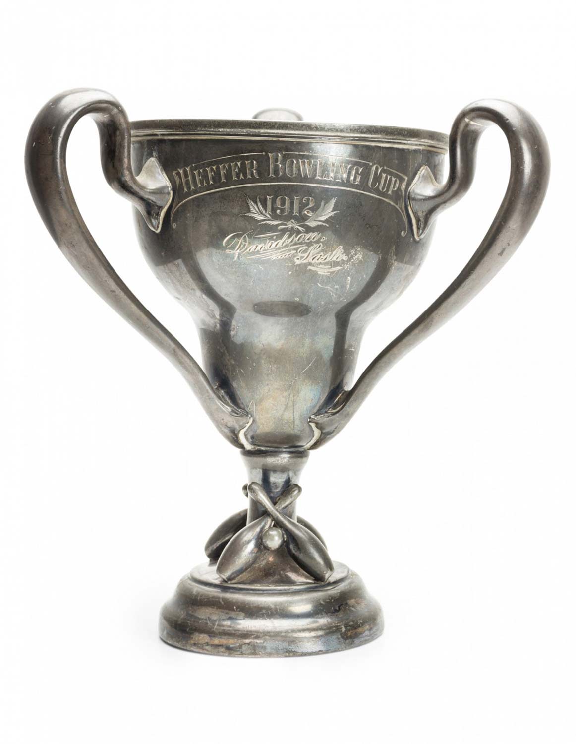 Art deco silver plate bowling trophy