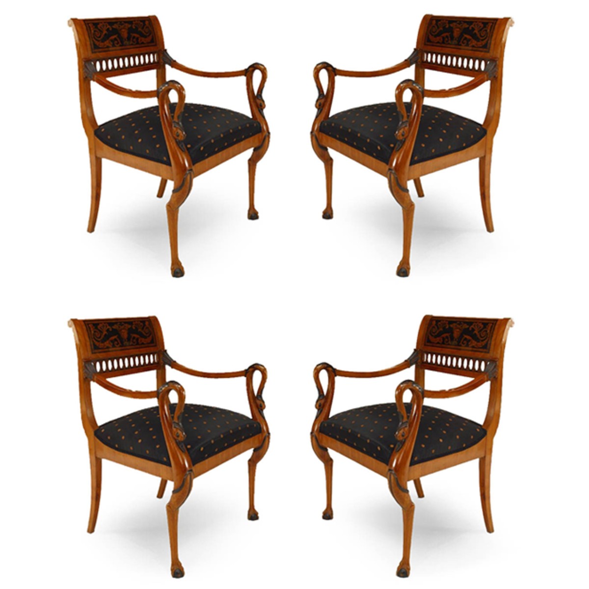 Italian neo classic cherrywood arm chairs
