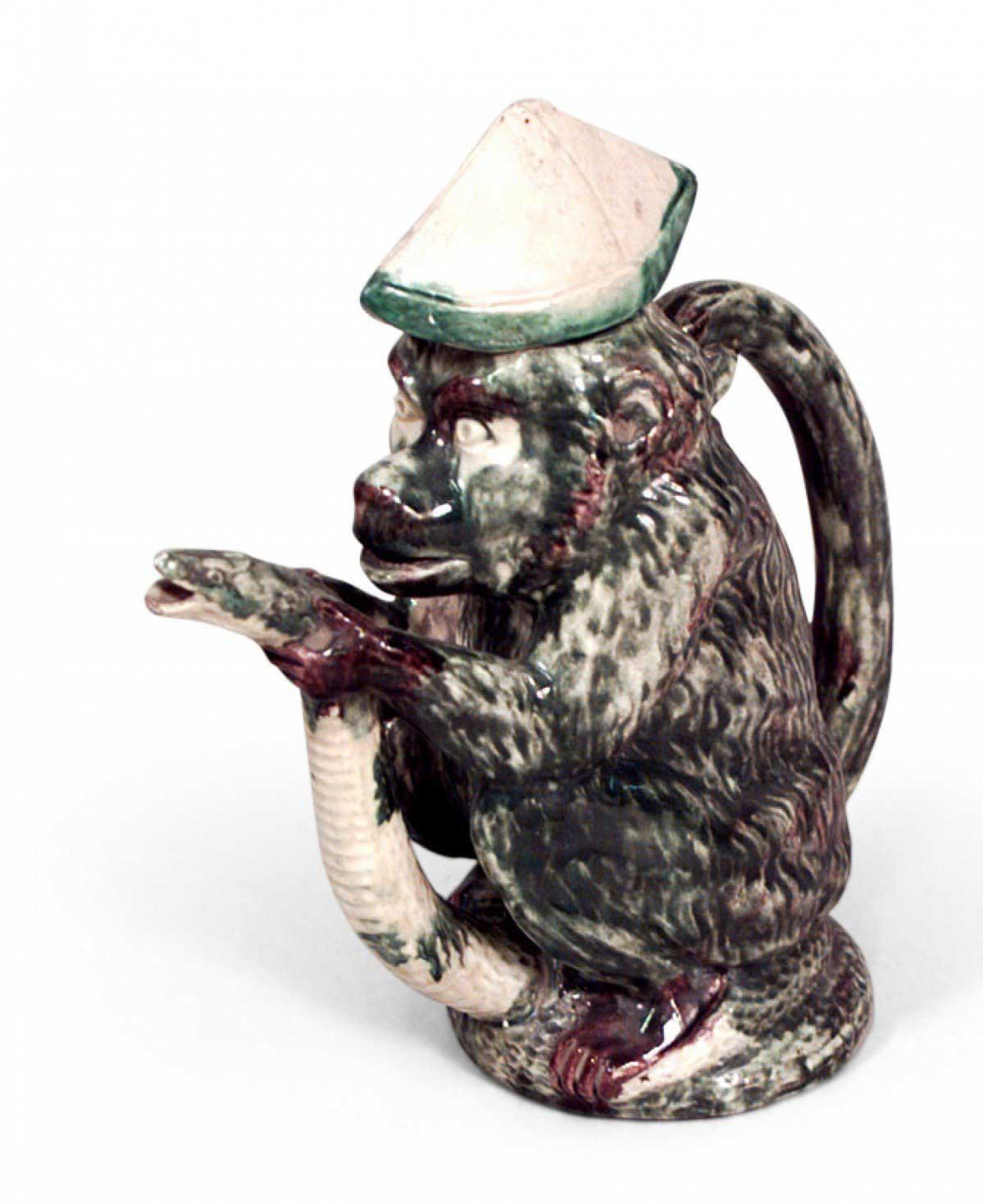 Victorian majolica porcelain monkey