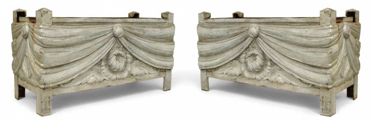 French art deco iron swag planters