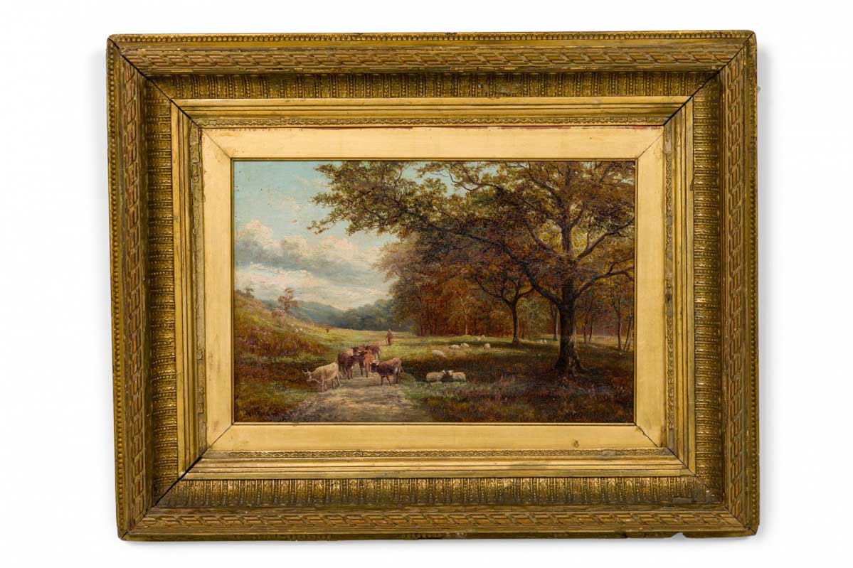 English victorian landscape of animals by trees 1