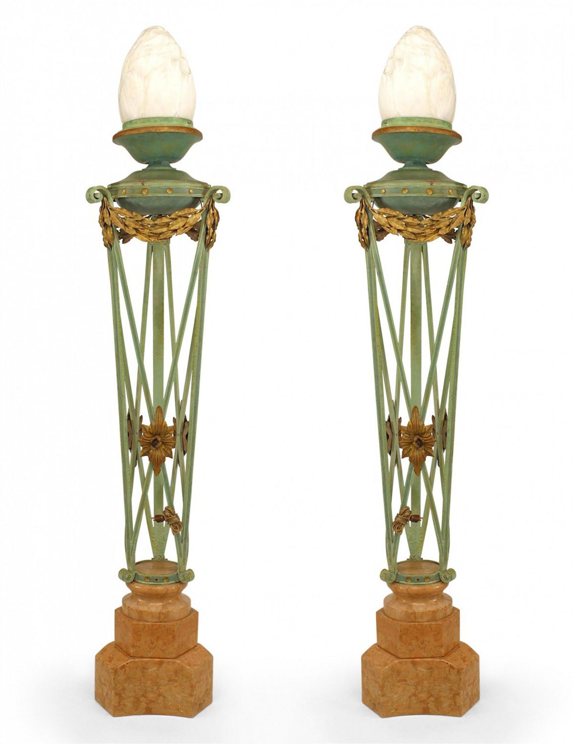 Italian neoclassic style brazier style lamps