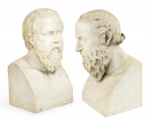 Neo classic marble diogenes socrates busts