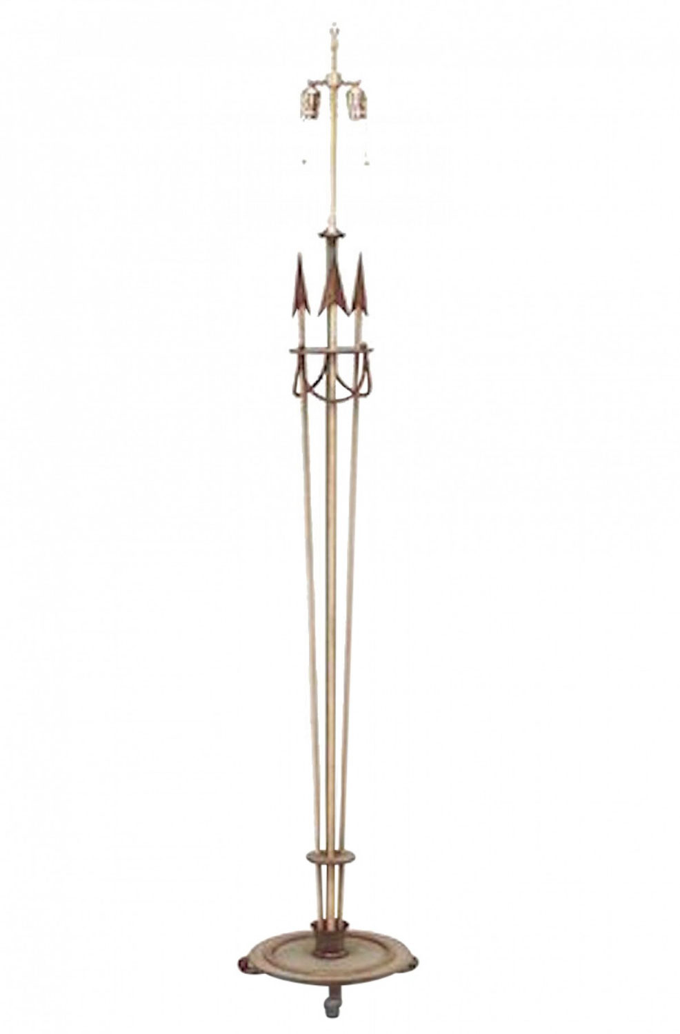 French art deco painted iron arrow floor lamp