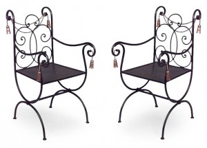 Rope and tassel iron arm chairs