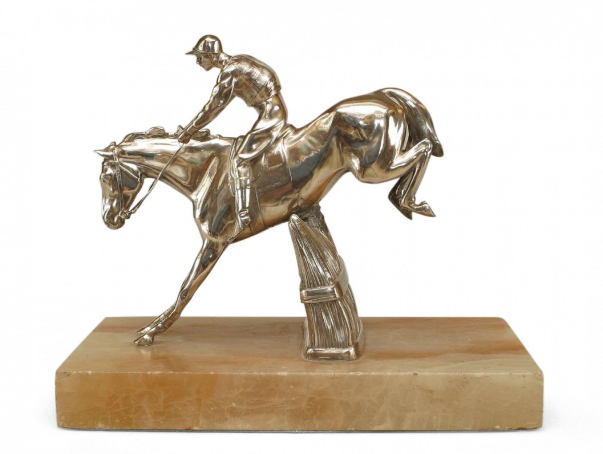 Victorian bronze horse and jockey