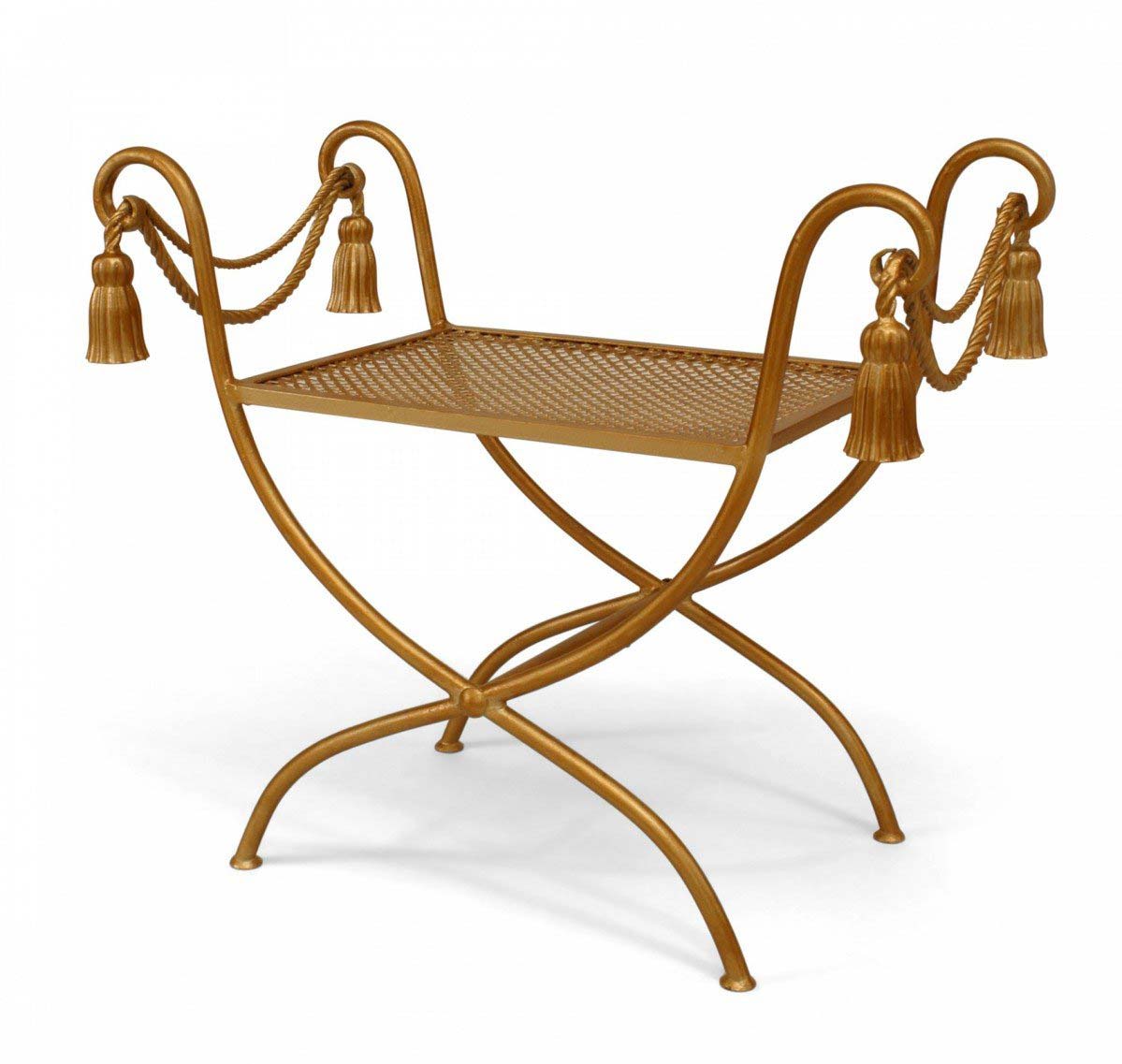 Seating bench stool mid century rope and tassel gilt 056087