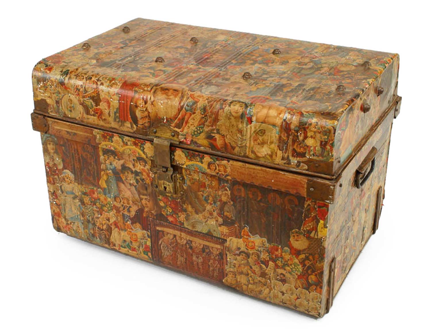 English victorian decoupage tole trunk
