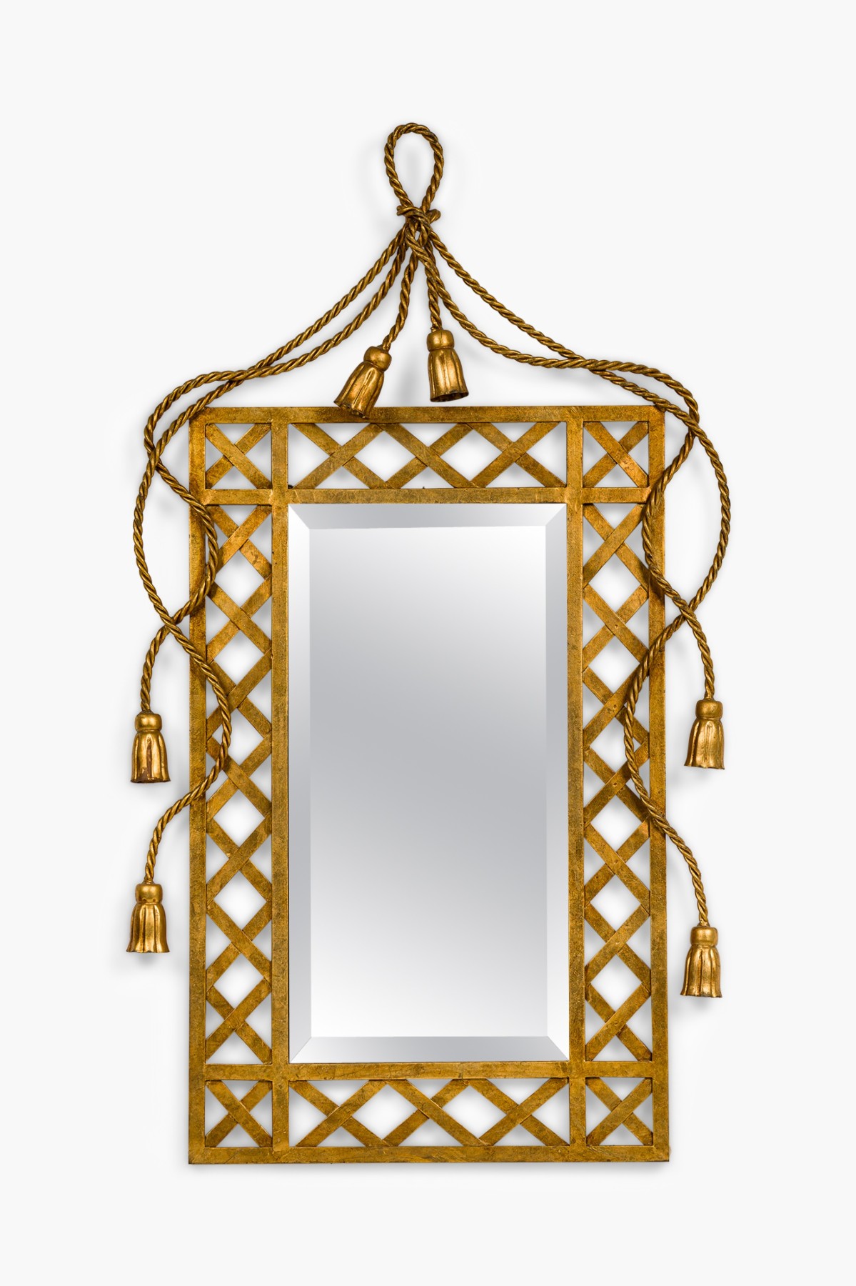 Mirror wall mirror mid century rope and tassel gilt 056461