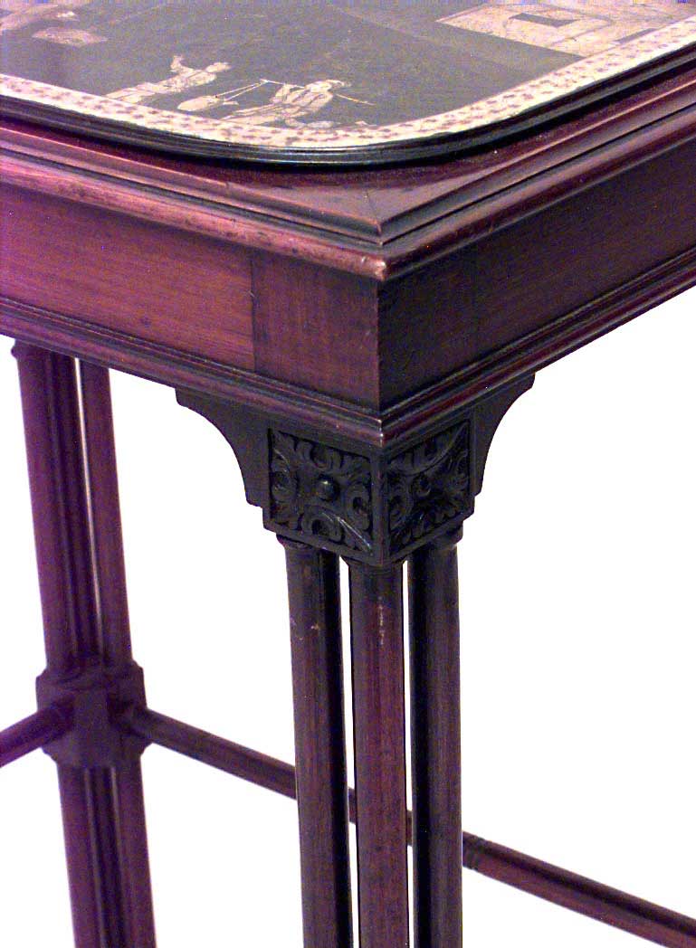 Chinese chippendale mahogany chinoiserie end table