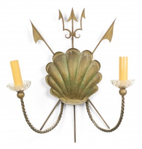 French mid century brass wall sconce