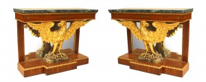English regency brass and rosewood console table