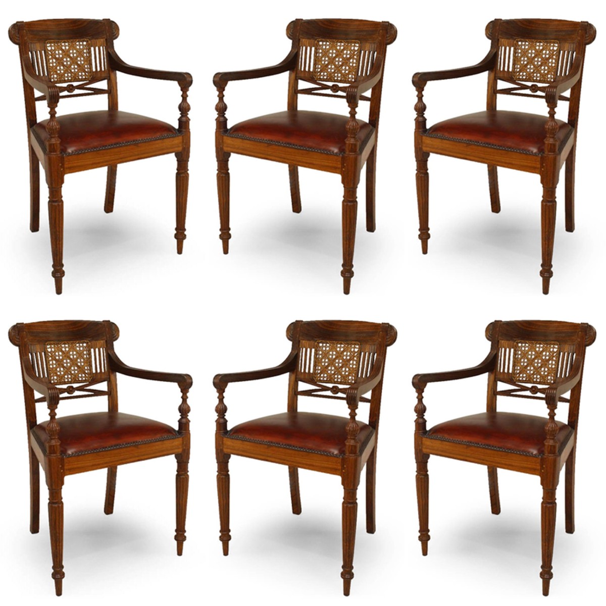 English anglo indian leather arm chairs 1