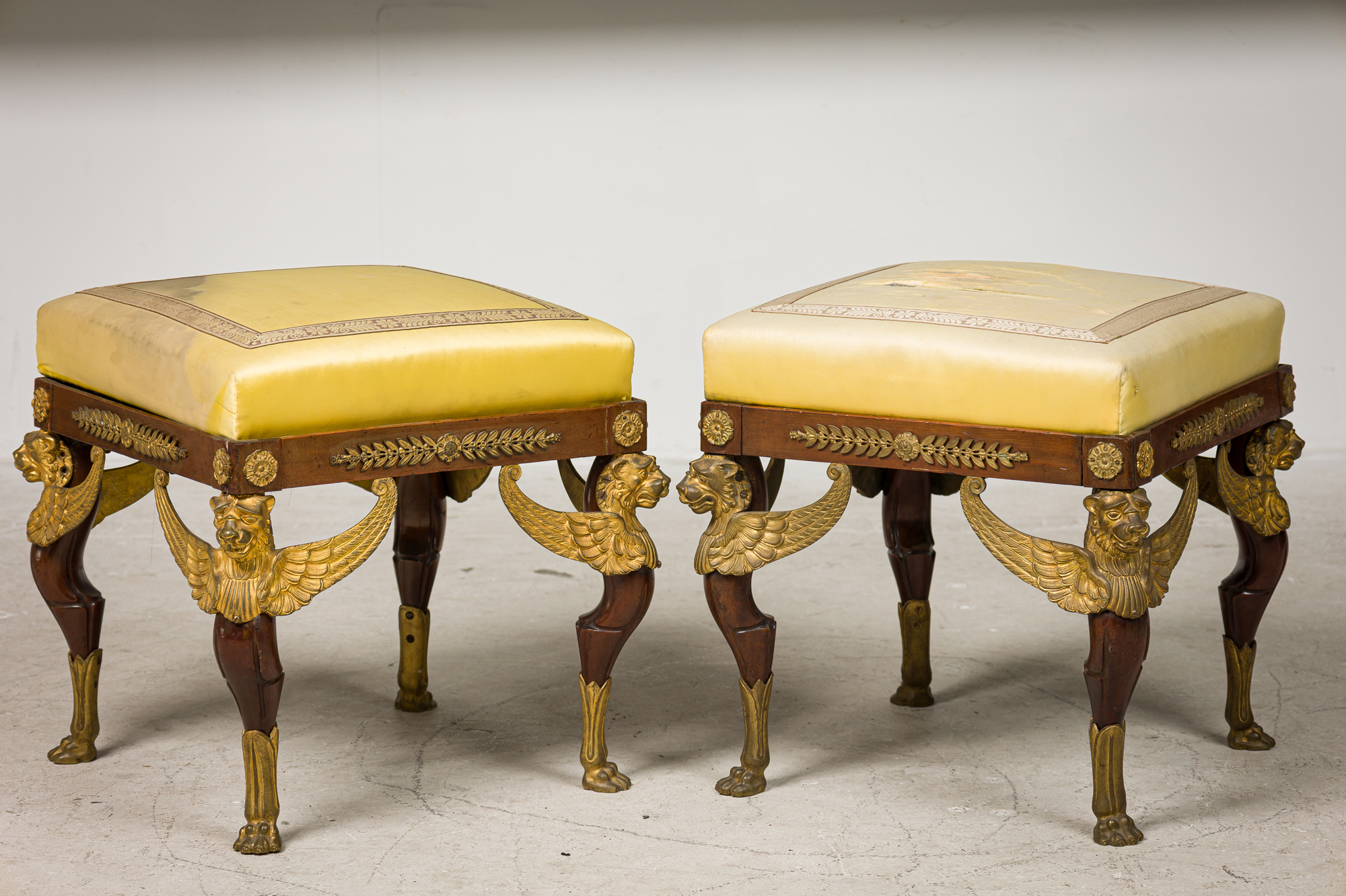 French empire sphinx mahogany bench 1