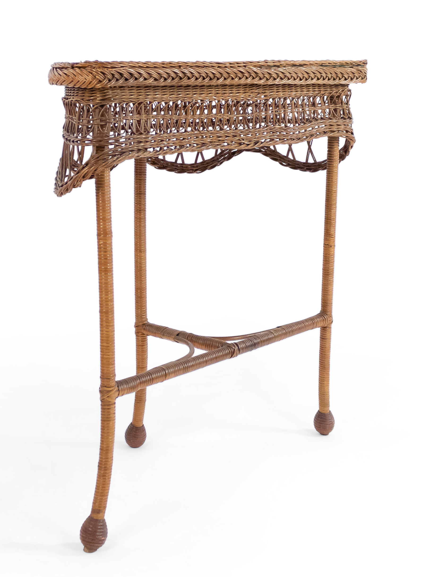 American victorian wicker and glass console table
