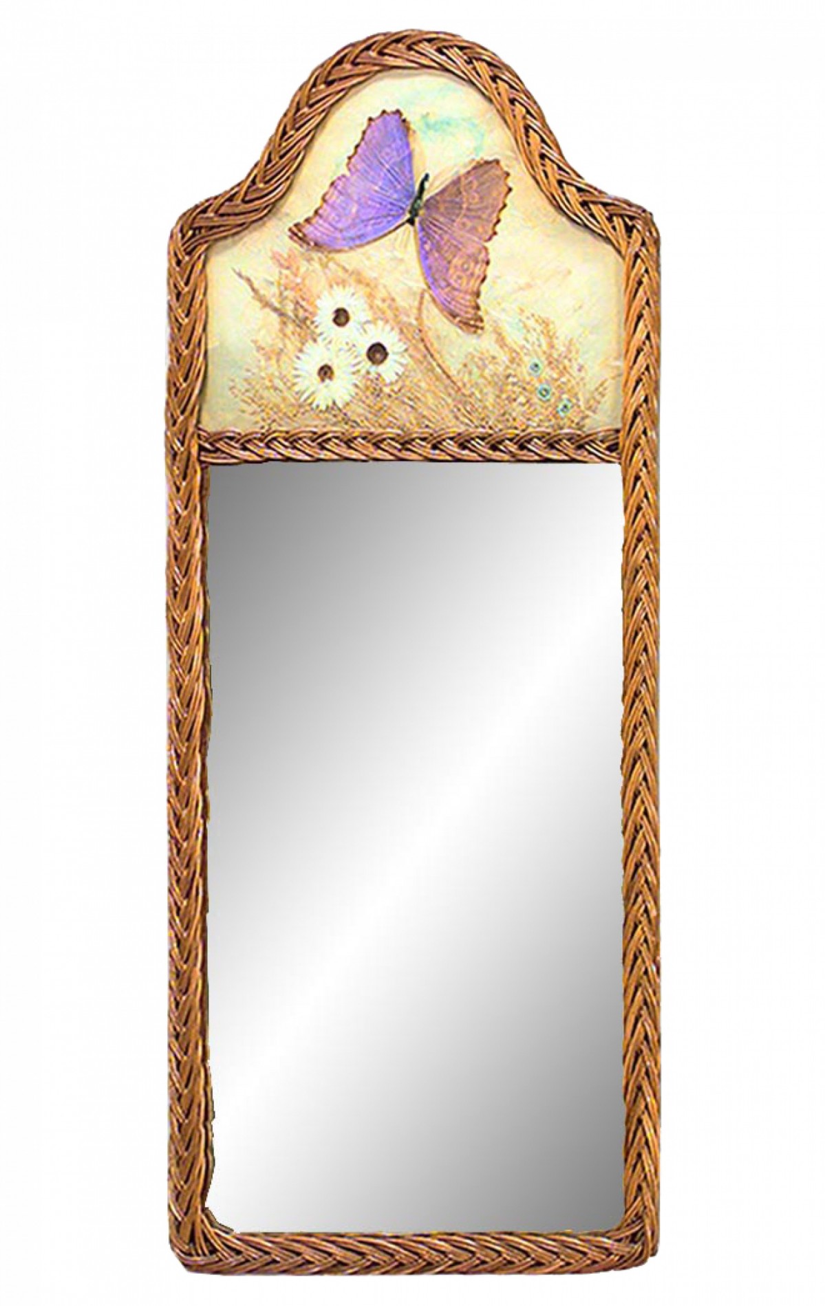American victorian wicker woven butterfly wall mirror