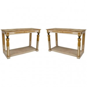 Italian neo classic painted onyx top console table