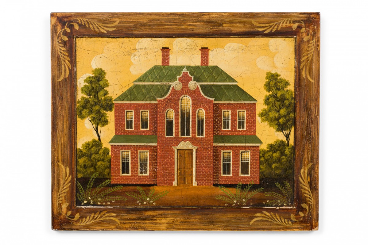 English country brick house acrylic painting a
